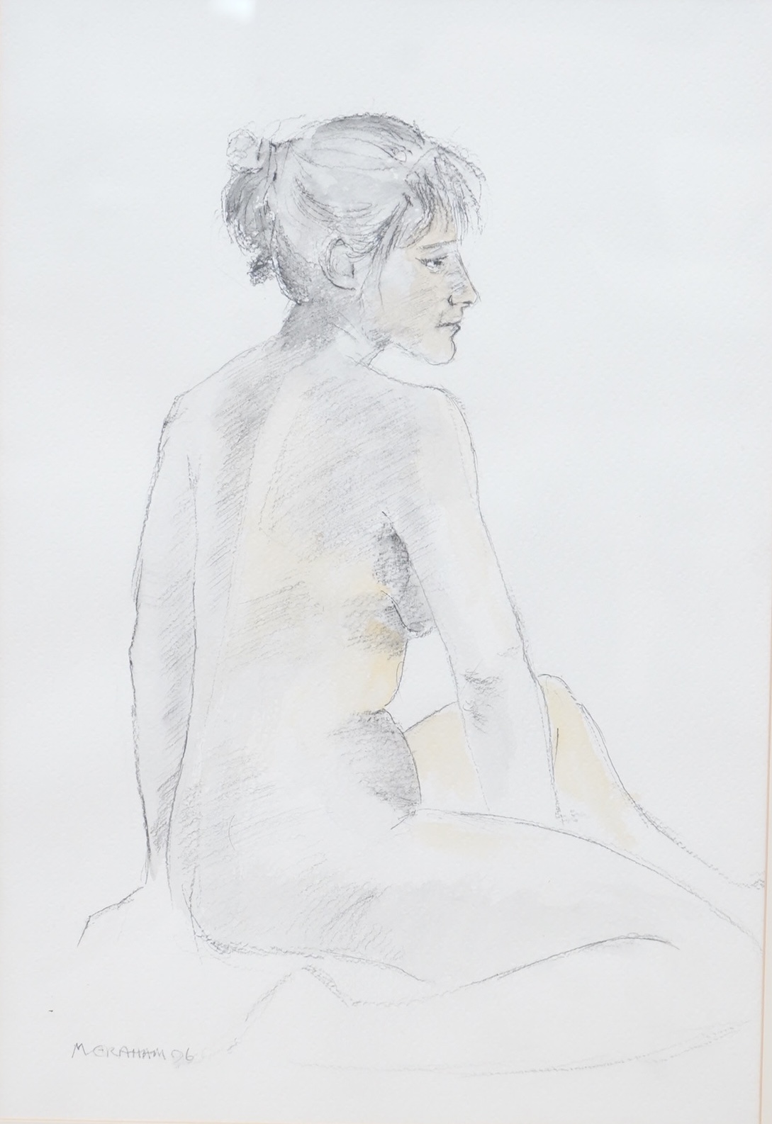 M. Graham, Study of a nude woman, signed and dated '96, mixed media, 48 x 32cm